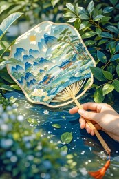 蒲扇国风夏日插画场景