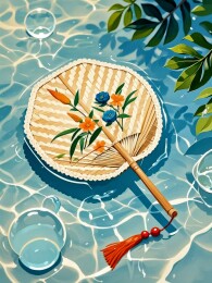 蒲扇国风夏日插画场景