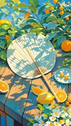 蒲扇国风夏日插画场景
