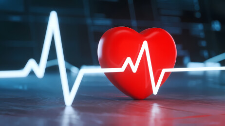 红色心形电波线条