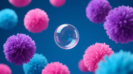 透明泡泡彩色毛绒球