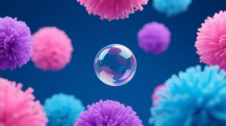 透明泡泡毛绒球环绕