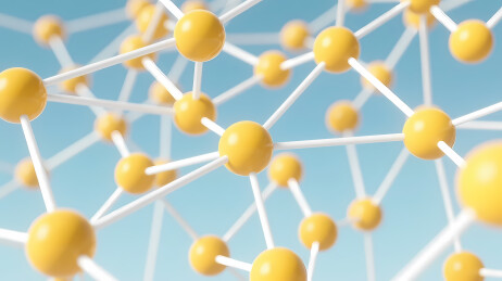 黄色球体白连接杆分子模型