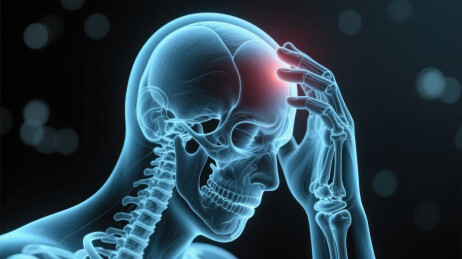 头痛欲裂的无助颅骨疼痛医学影像