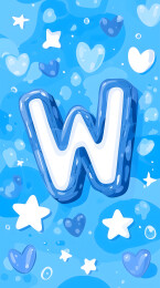 蓝色背景字母W装饰