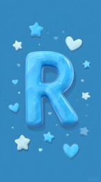 梦幻蓝色字母R装饰