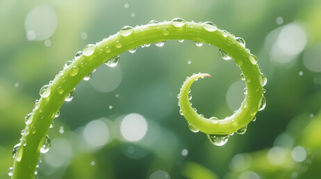 绿色螺旋茎水珠