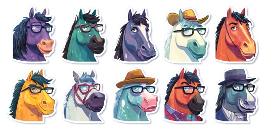 戴眼镜的卡通马儿插画