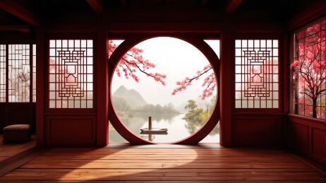古典园林窗景