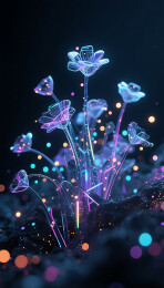 光点线面组成科技未来感花丛