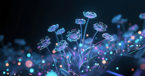 光点线面组成科技未来感花丛