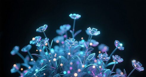 光点线面组成科技未来感花丛