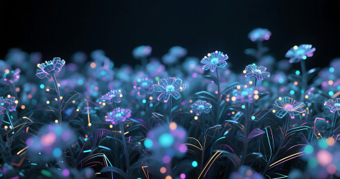 光点线面组成科技未来感花丛