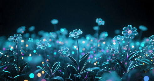 光点线面组成科技未来感花丛