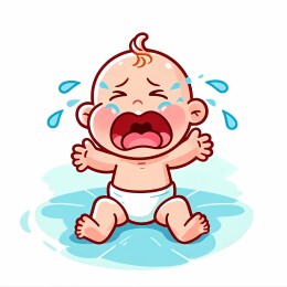 一个哭闹的婴儿插画