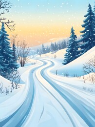 暴雪中的积雪压弯树木
