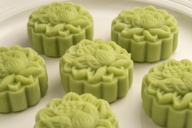 荷花糕抹茶冰皮月饼绿色糕点绿豆糕中式点心