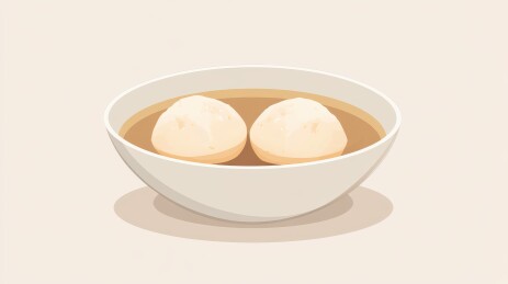 热腾腾汤碗里的两颗汤圆
