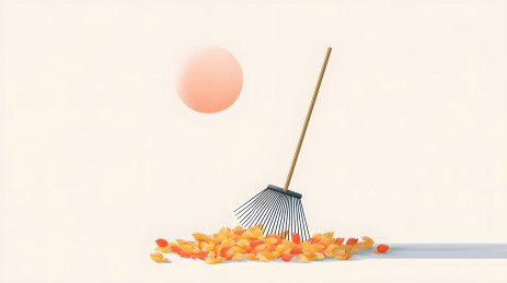 秋叶与耙子卡通插画