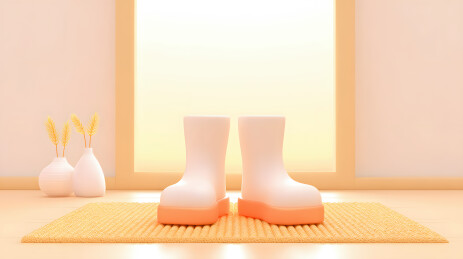 简约室内温暖的阳光与鞋子