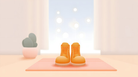 简约室内温暖的阳光与鞋子