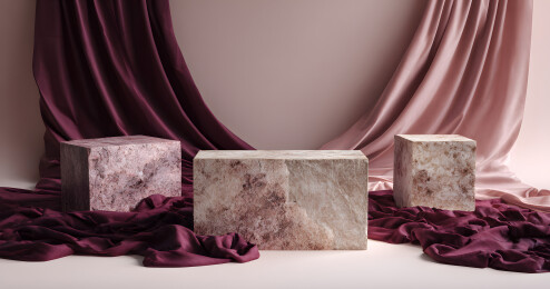 质感石台与丝绒布景