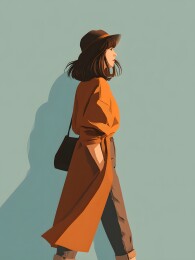 秋日漫步的女子