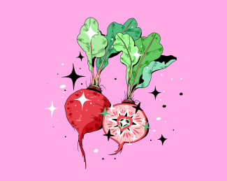 小清新蔬菜樱桃萝卜插画