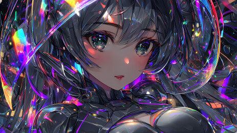 未来科技感的紫色动漫女孩