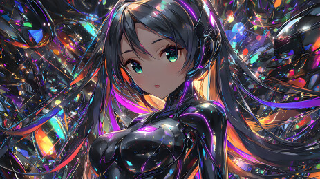 未来科技感的紫色动漫女孩