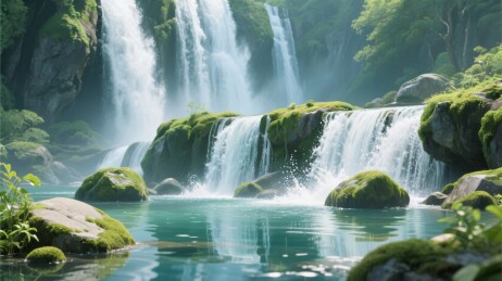 美丽自然瀑布景观