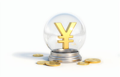 玻璃球内的金色日元符号