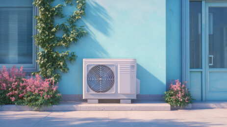 蓝色墙面空调外机