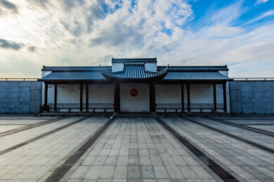 中国江西省九江市浔阳楼景区廊亭照壁园林建