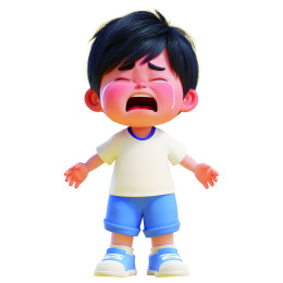 一个小男孩哇哇大哭