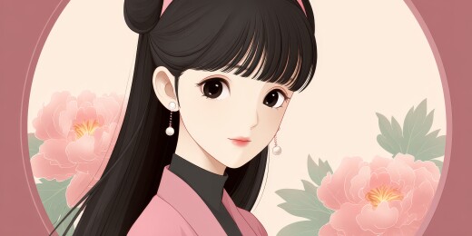 粉色衣衫少女画像