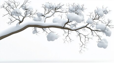 冬日雪景枝桠图