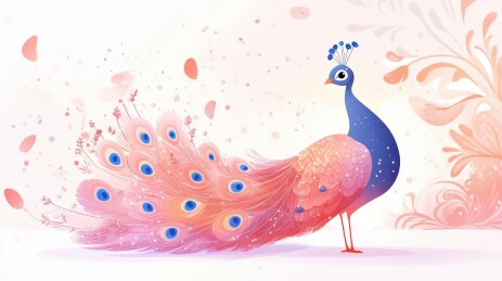 梦幻粉色孔雀的优雅舞姿