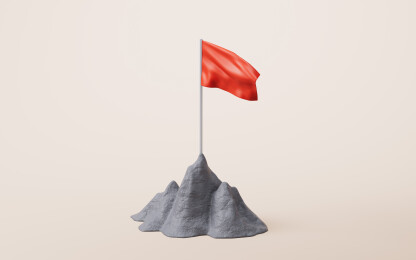 山顶上的小旗子三维渲染