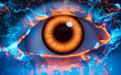 眼睛与流动粒子特效三维渲染