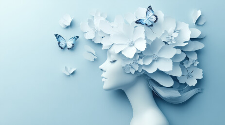 纸花蝴蝶侧脸女人