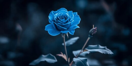 蓝色玫瑰冷色调花卉场景