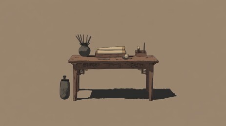 传统的中式书案与文房用品