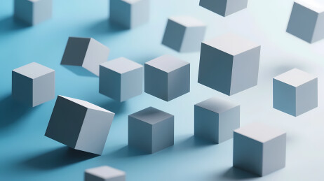 灰色立方体散落