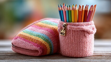 彩绘针织笔筒套装