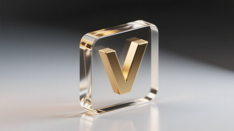 金色V字玻璃质感图标