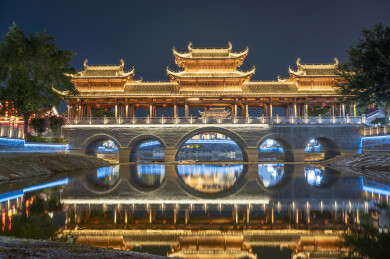 广西崇左太平古城古建筑夜景