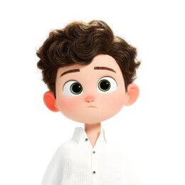 表情沮丧的3D卡通男孩半身像