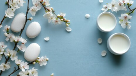 美妆道具清新风美妆展示场景