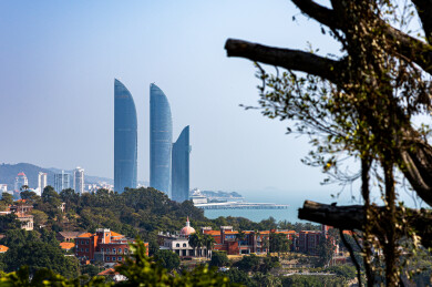 厦门鼓浪屿拍摄世贸双子塔